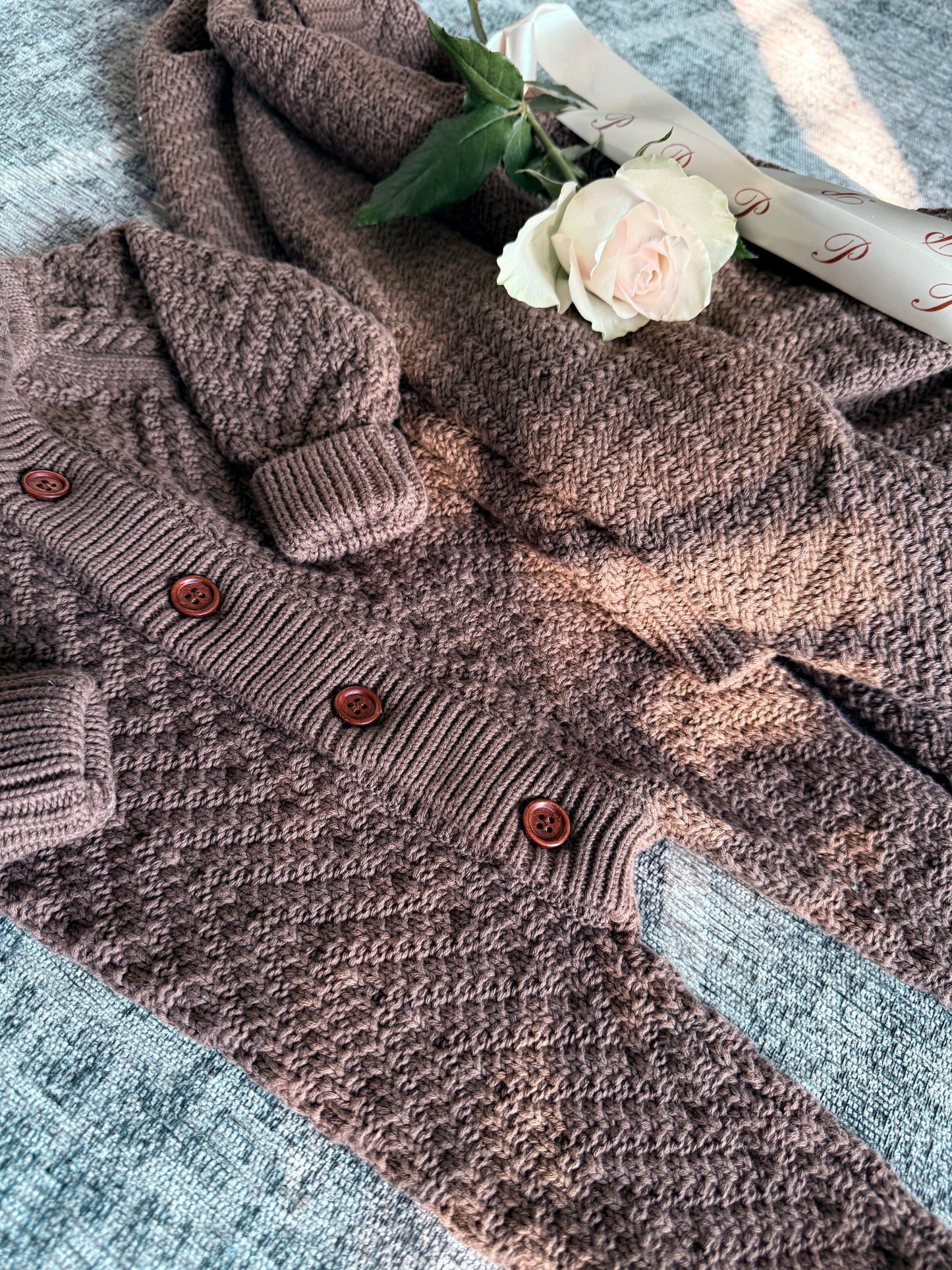 PRIMROSE TRUNKS ORGANIC COTTON KNIT BABY ROMPER BROWN MOCHA ROMPER NEWBORN KNITTED ROMPER WITH PREMIUM GIFT BOX