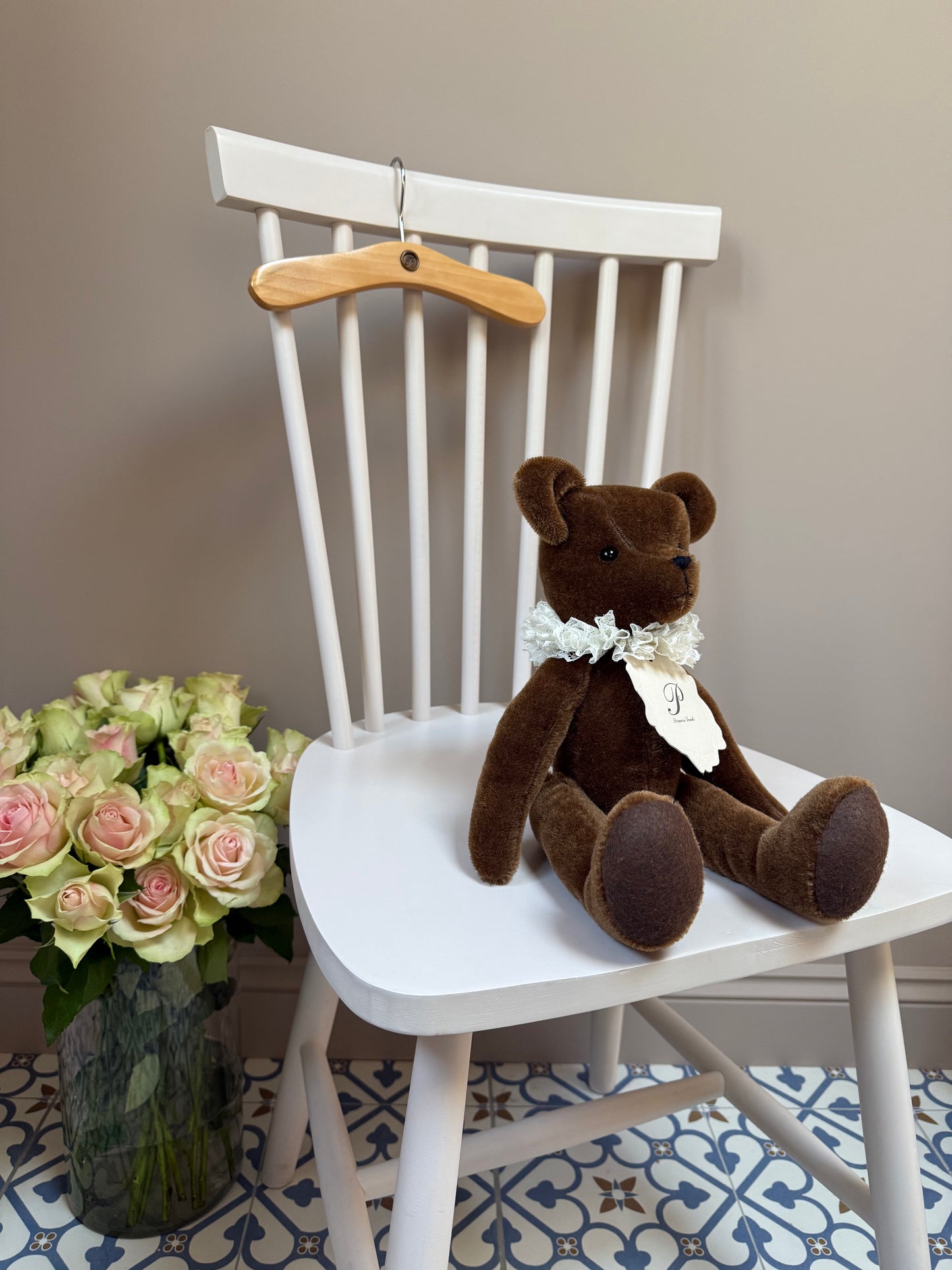Primula Bear, Mocha Knit Blanket & Muslin OR Romper Gift Set