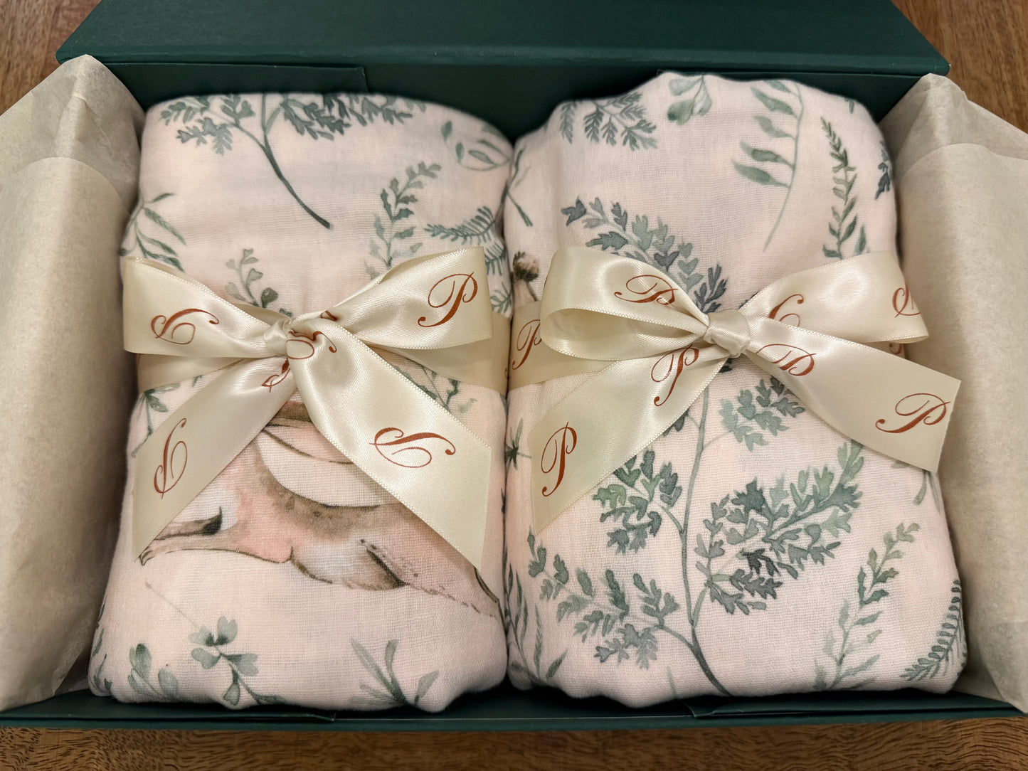 Fern & Bunny Cotton Muslins with Gift Box