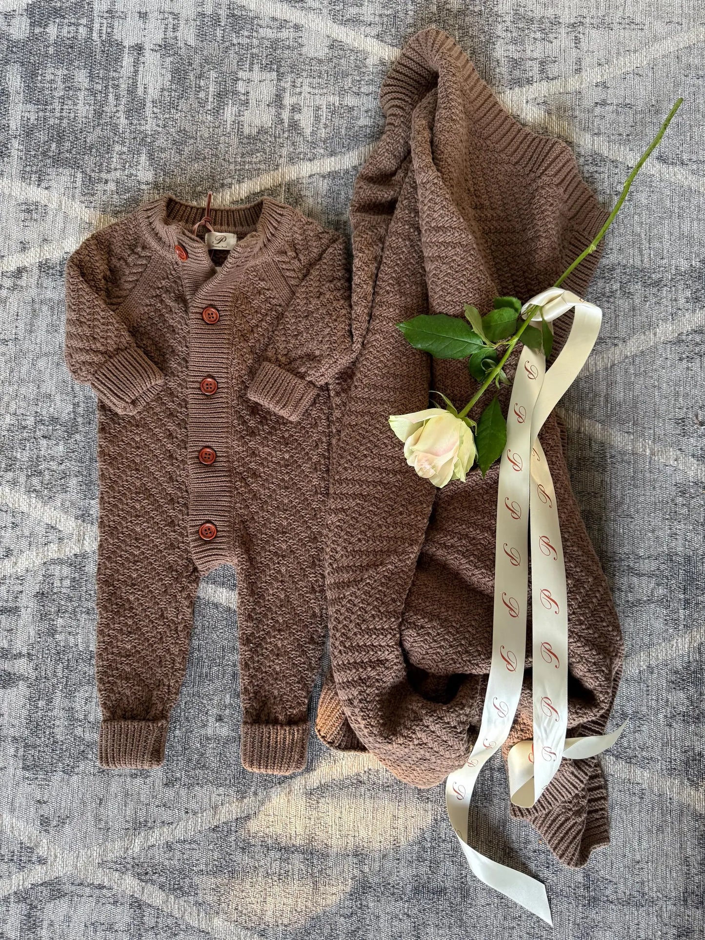 Organic Cotton Knitted Footless Baby Romper - 0-3 Months