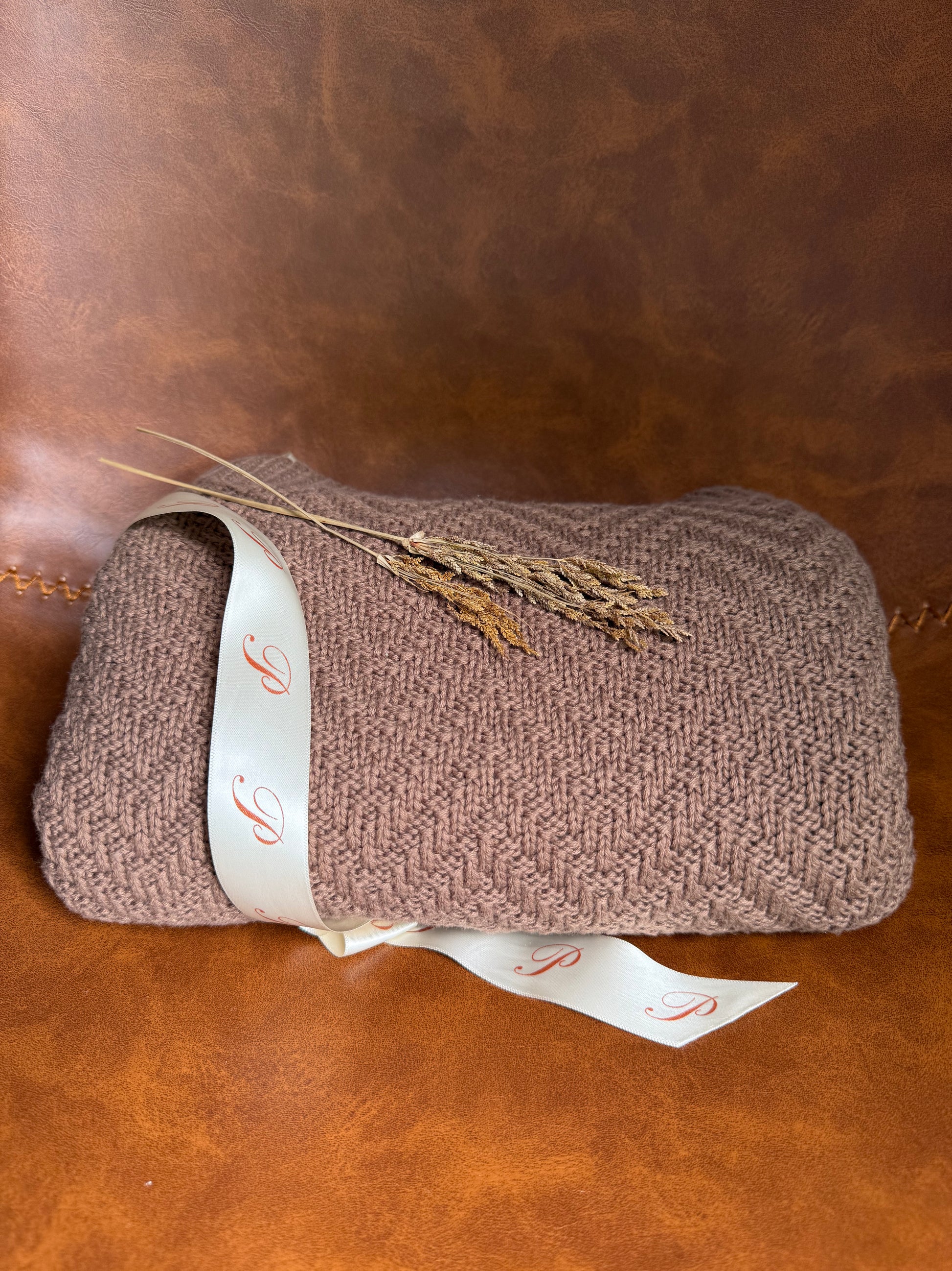 PRIMROSE TRUNKS ORGANIC COTTON KNIT BABY BLANKET BROWN MOCHA BLANKET CHILDRENS BLANKET