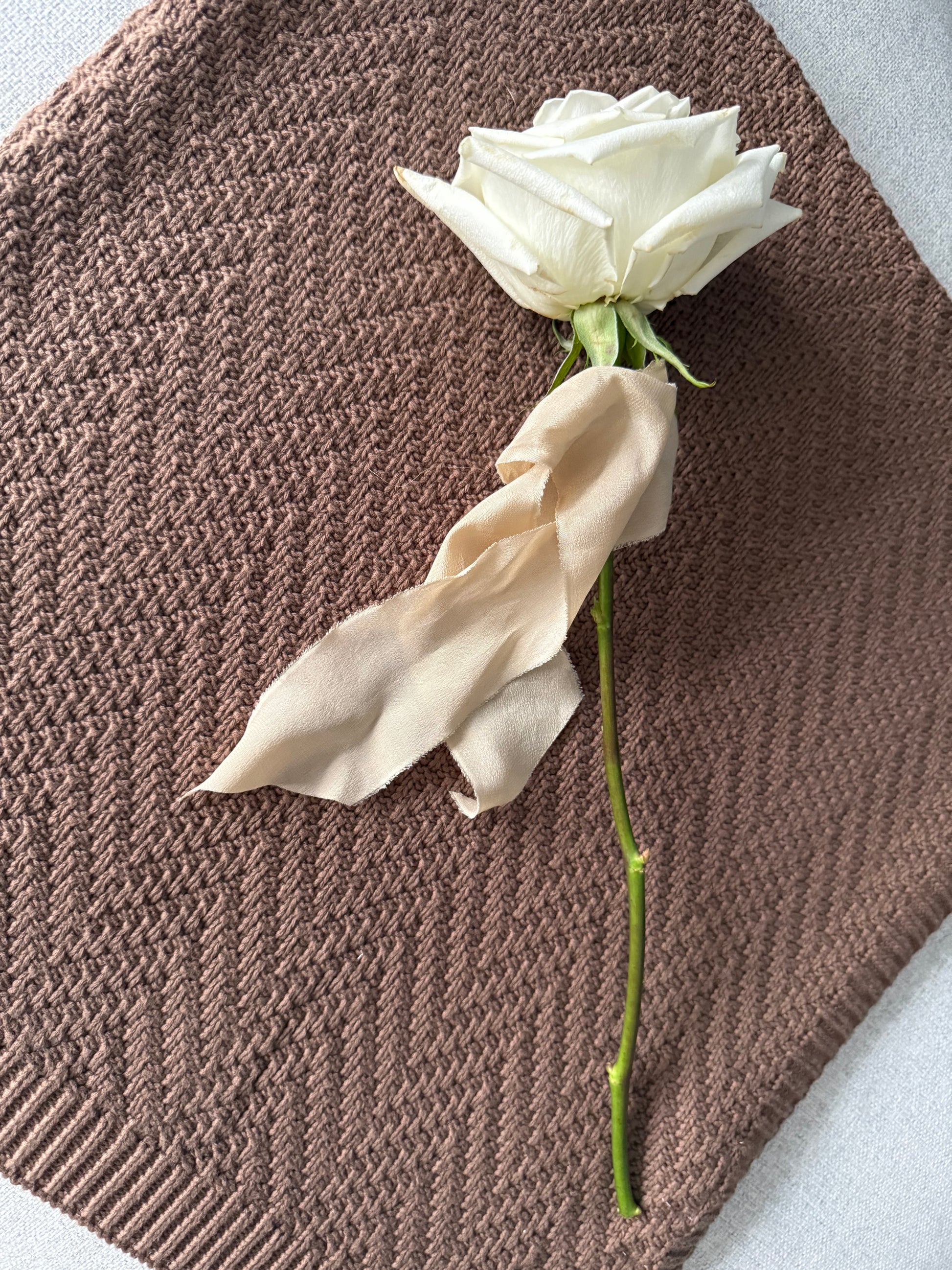 PRIMROSE TRUNKS ORGANIC COTTON KNIT BABY BLANKET BROWN MOCHA BLANKET CHILDRENS BLANKET 